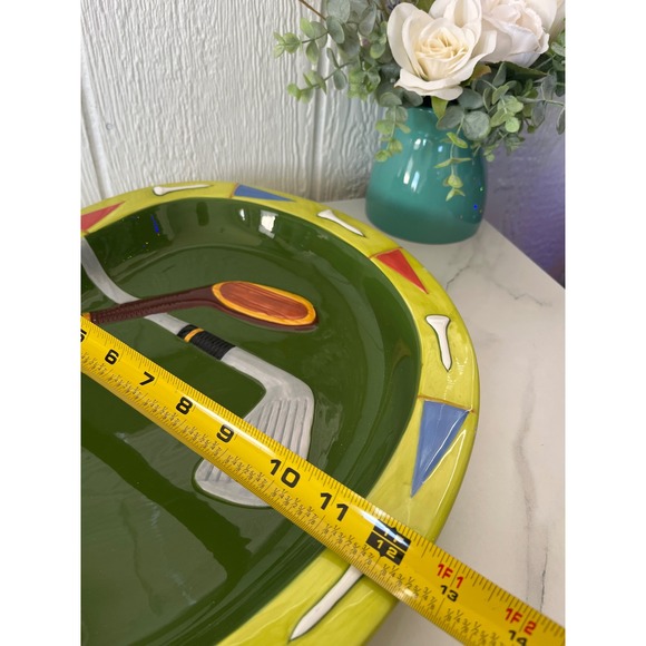 Clay Art Putting Green Hand Painted Ceramic Serving Platter 1998 Golf Theme - Picture 3 of 4